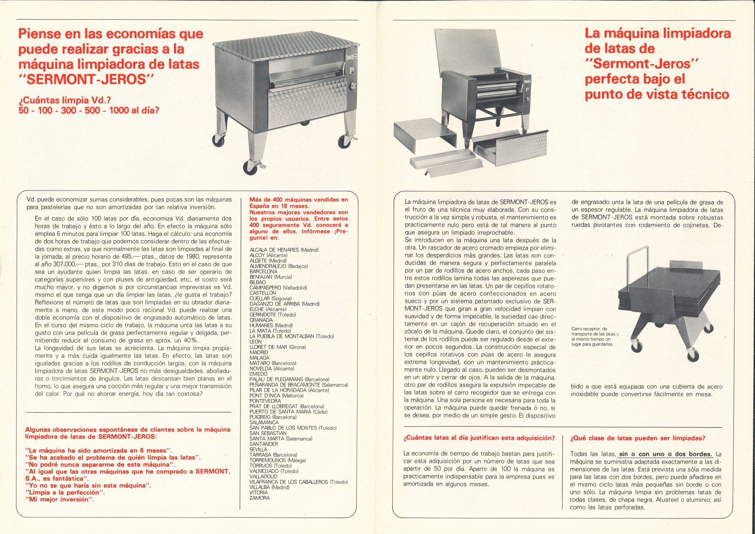 Fotografía histórica de los primeros años de colaboración entre SERMONT y JEROS, fabricante danés de maquinaria de lavado industrial para panadería, pastelería e industria alimentaria.