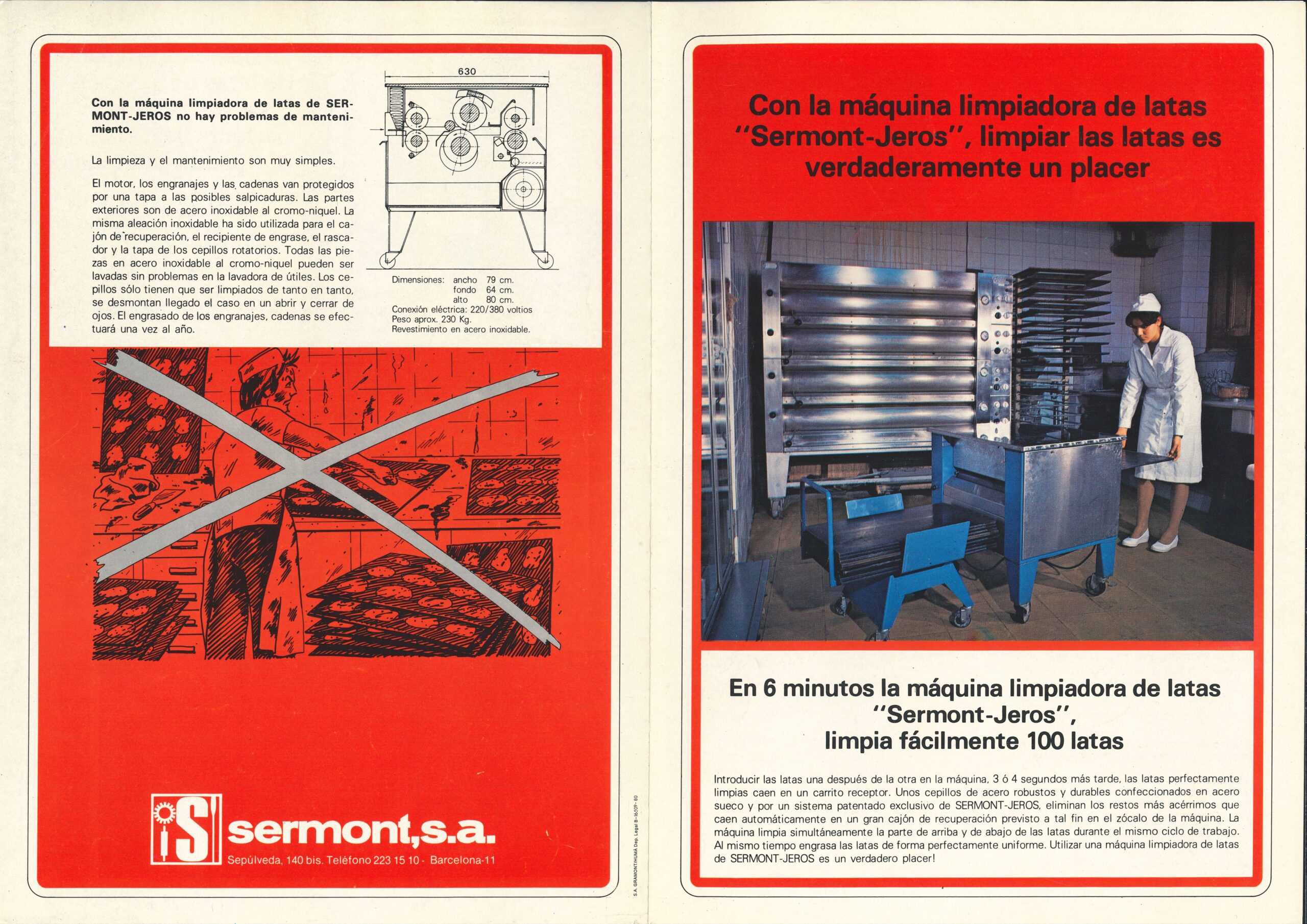 Fotografía histórica de los primeros años de colaboración entre SERMONT y JEROS, fabricante danés de maquinaria de lavado industrial para panadería, pastelería e industria alimentaria.